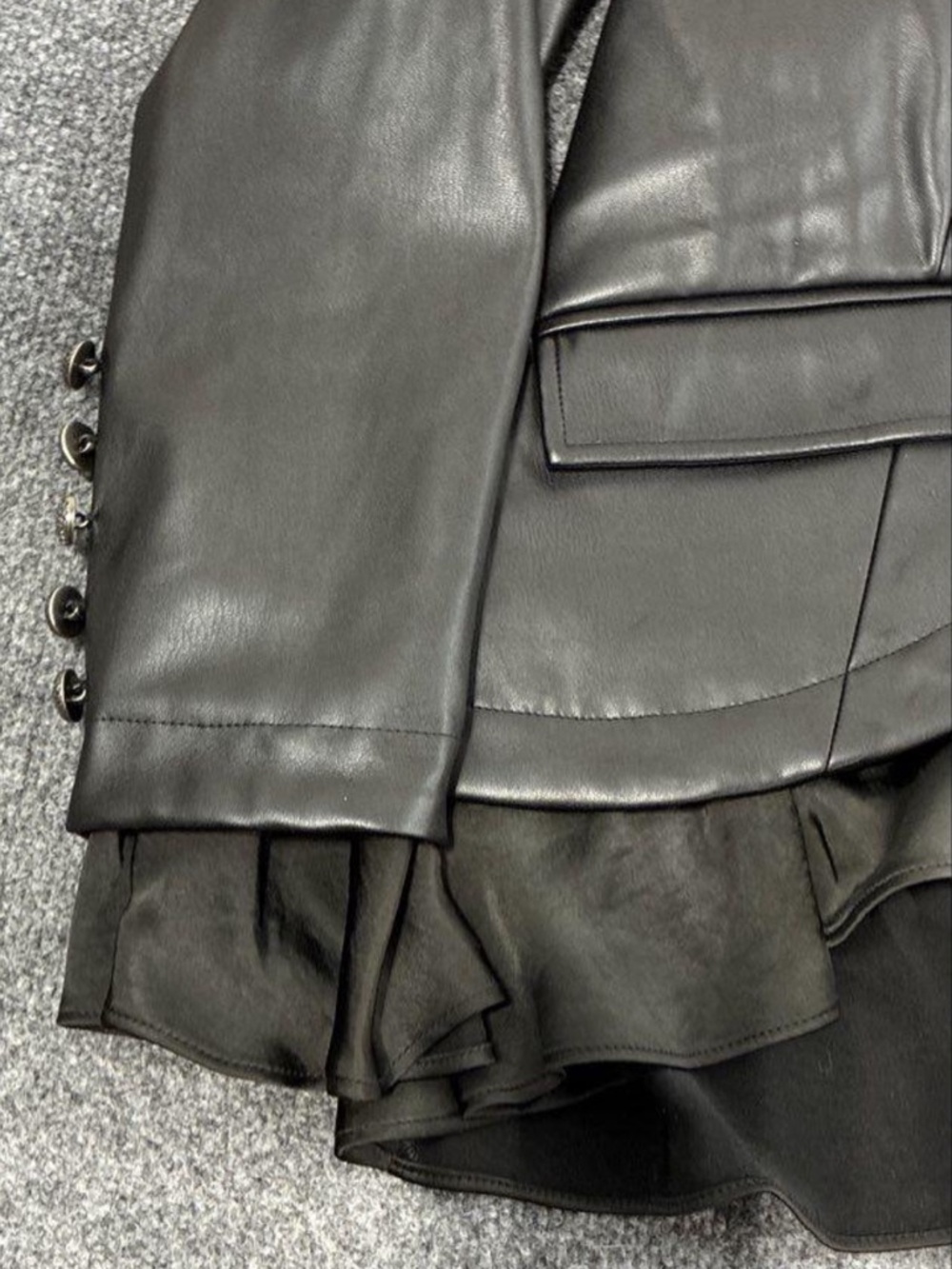 Peace of Cloth “Graham Flounce” Non Leather Jacket w/Ruffle.  Size XS - Picture 4 of 5